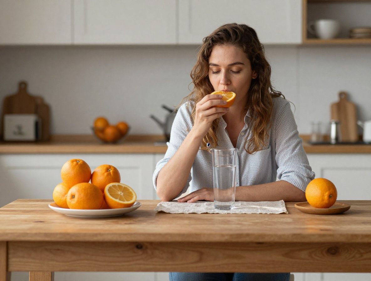 Sklenice čisté vody s citronovými plátky a čerstvou mátou na dřevěném stole v přirozeném denním světle, jednoduché a osvěžující zátiší